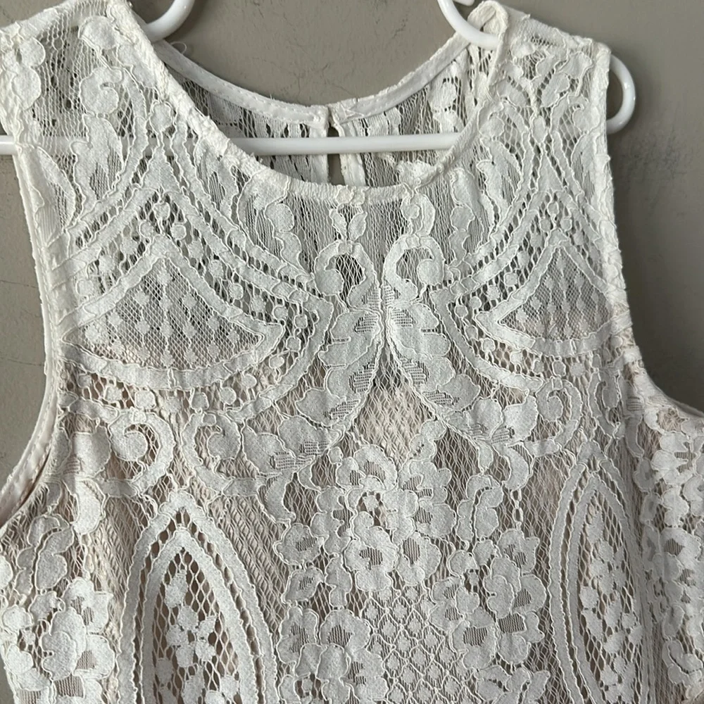 Rare Editions Big Girls 10 Lace Bodice Beaded Waist Belt Mesh Cascade Dress EUC